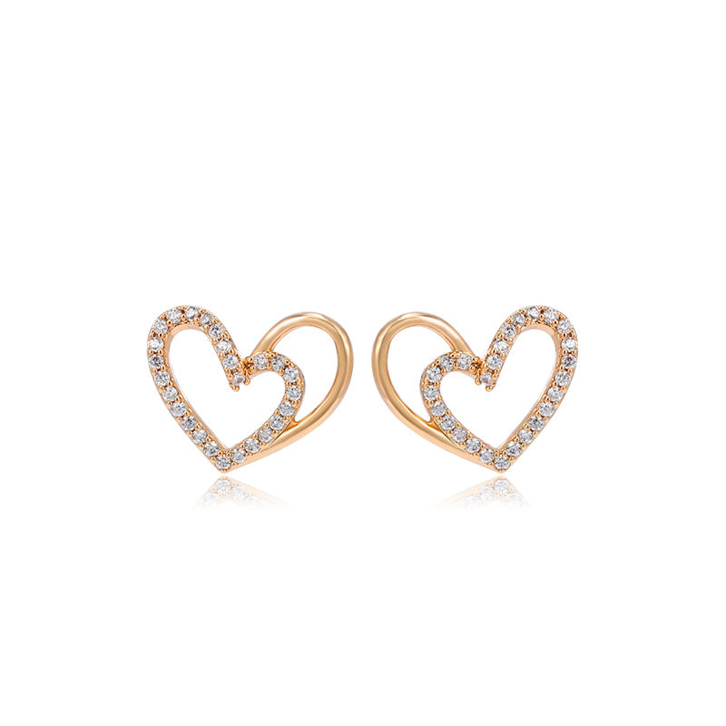 Minimalist hollow heart shaped earrings(X000684077)-Gold