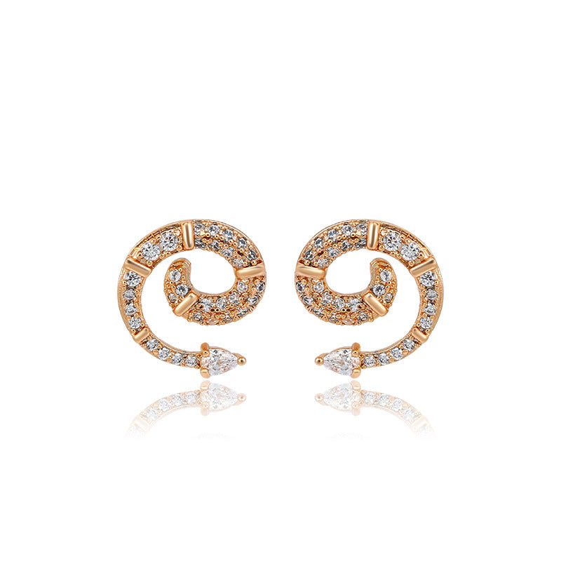 Small Snake Personalized and Minimalist Design Cold Wind Snake shaped Earrings(X000461086)-Gold