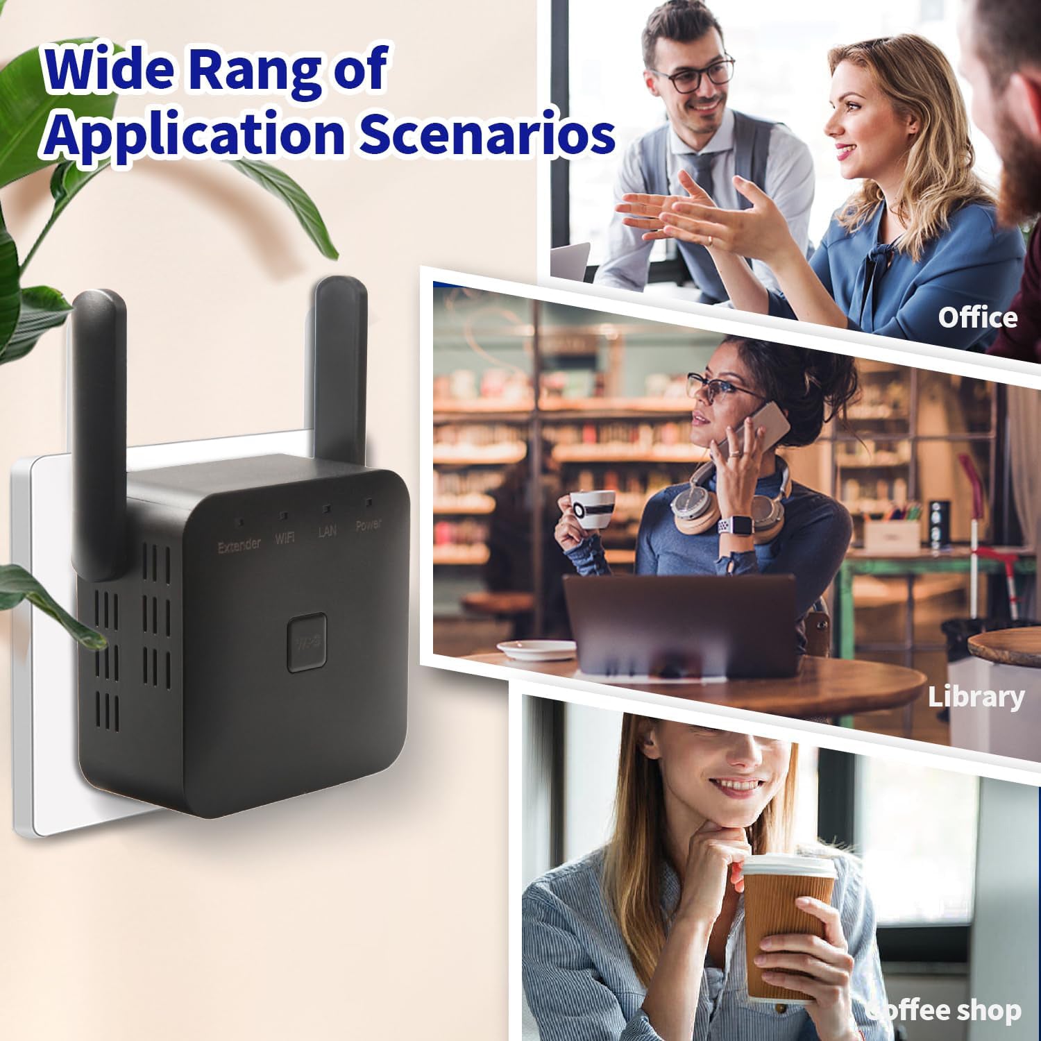 WiFi Extender 5G 1200Mbps Wi-Fi Signal Booster Amplifier for Home WiFi 2.4GHz Dual Band Wireless Repeater with Strong,4 Antennas 360° Coverage with Ethernet Port AP Mode