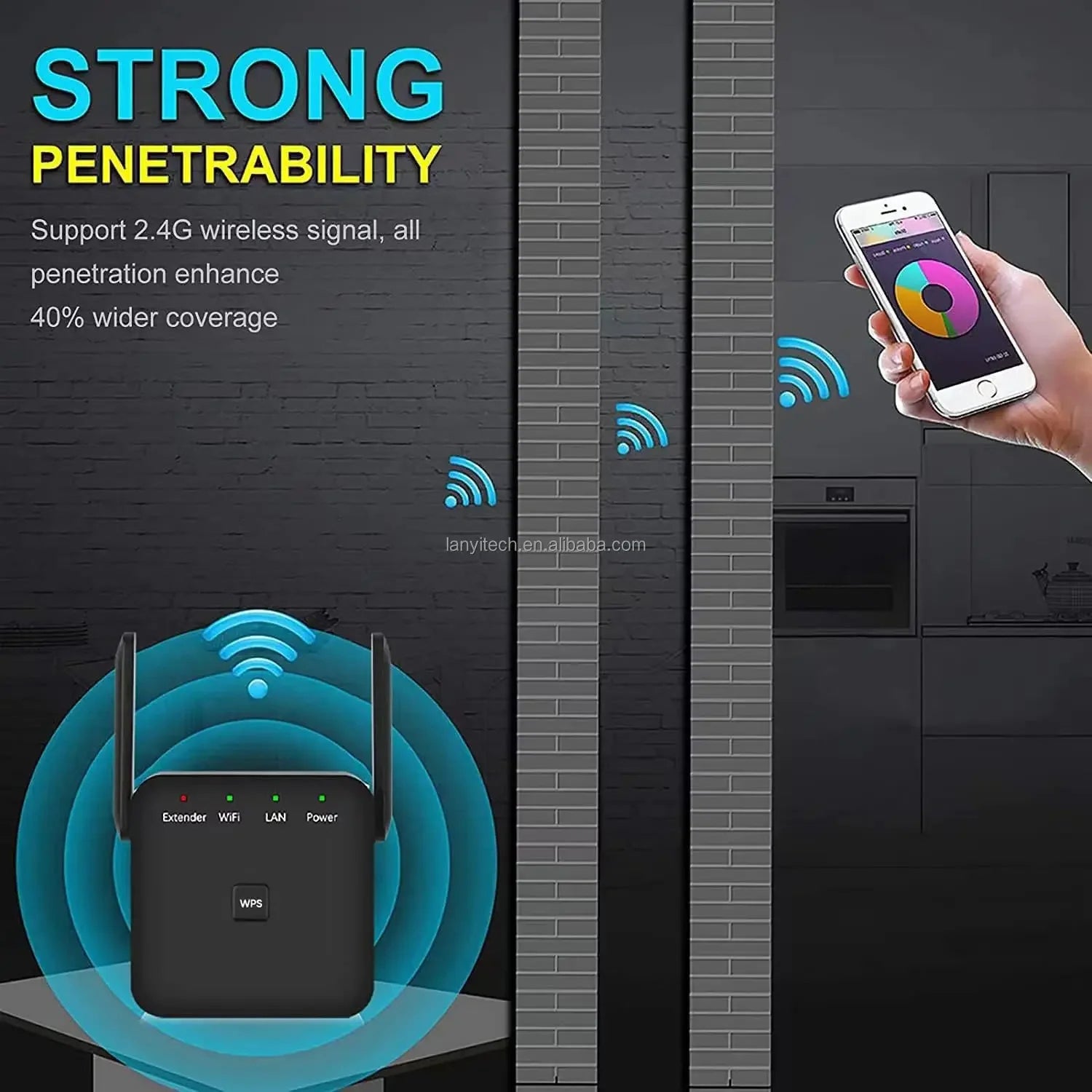 WiFi Extender 5G 1200Mbps Wi-Fi Signal Booster Amplifier for Home WiFi 2.4GHz Dual Band Wireless Repeater with Strong,4 Antennas 360° Coverage with Ethernet Port AP Mode