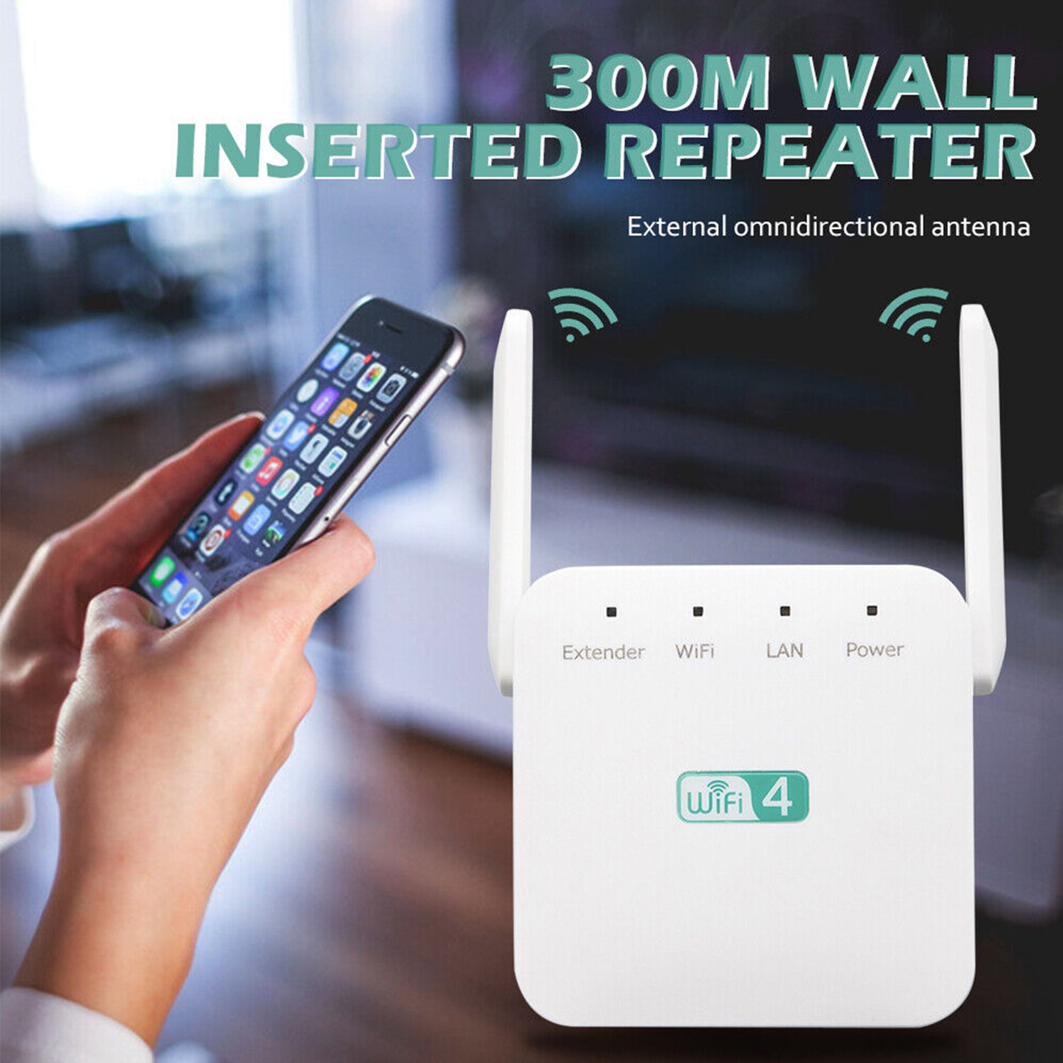 2.4Ghz Dual Band WiFi Extender 300M Internet Range Router Signal Booster