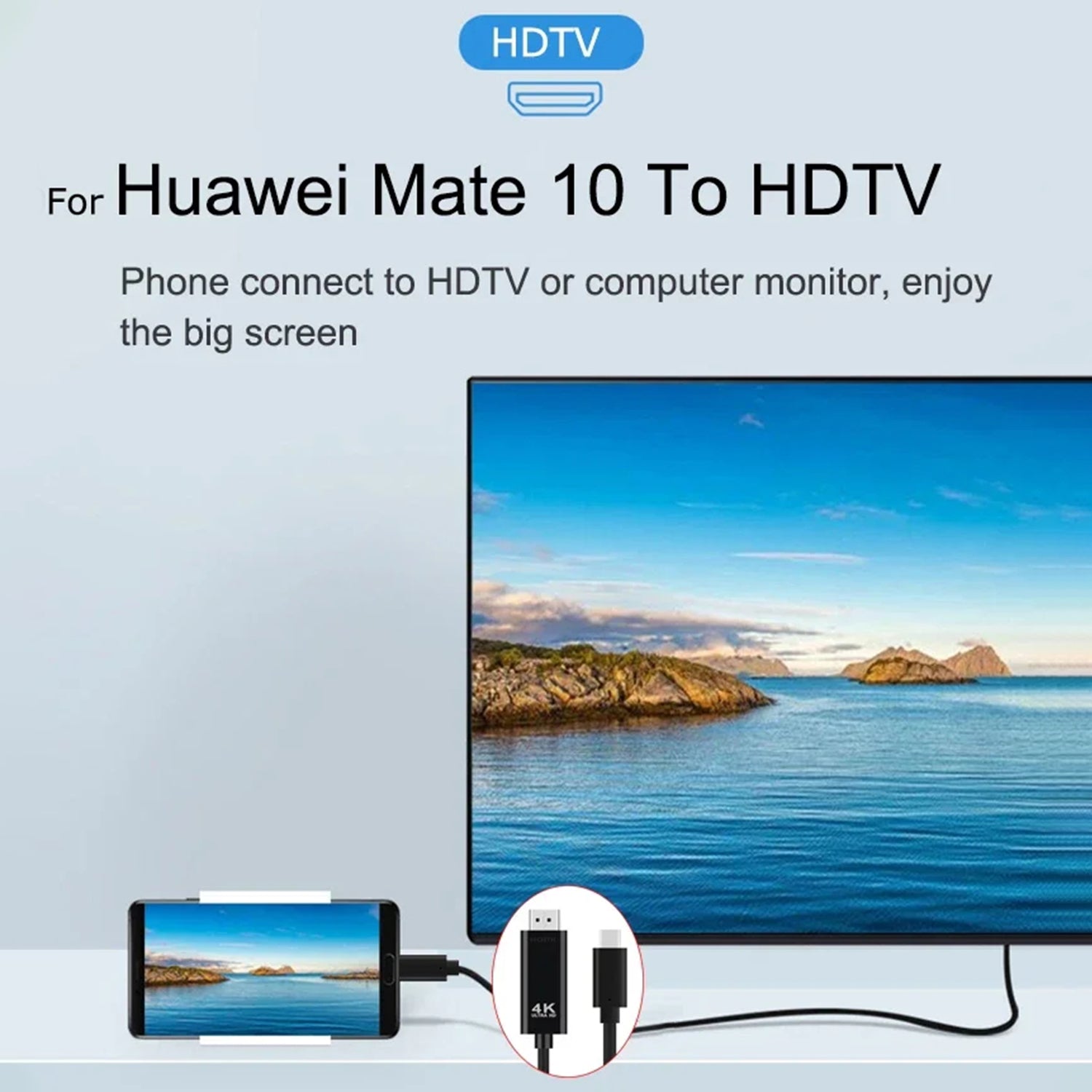 Type-C to HDMI Cable for Smartphone and Laptops with Type-C