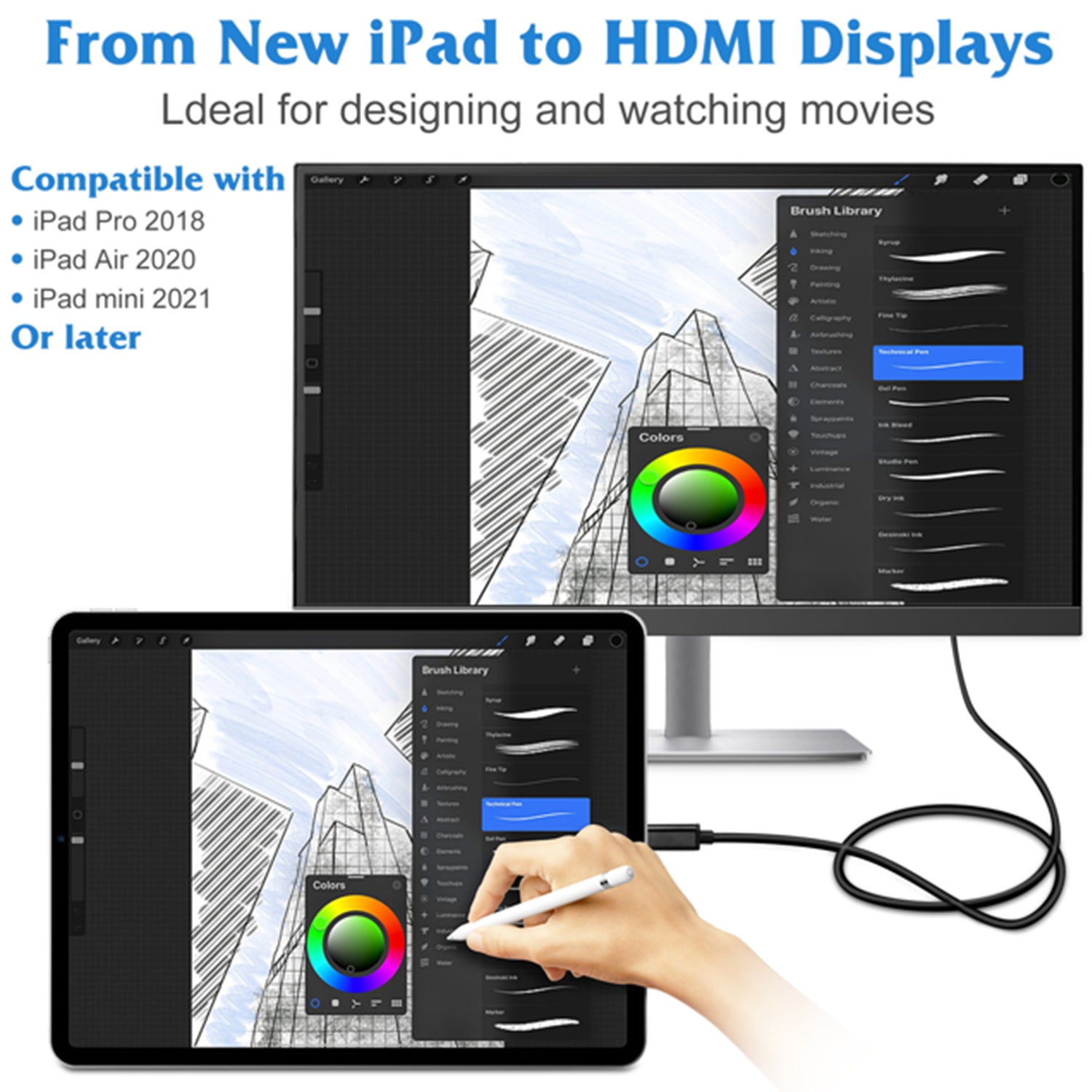USB C to HDMI Cable 5ft, [USB 3.0 Type C to HDMI 4K] USB Type C to HDMI Cable for Home Office-Black