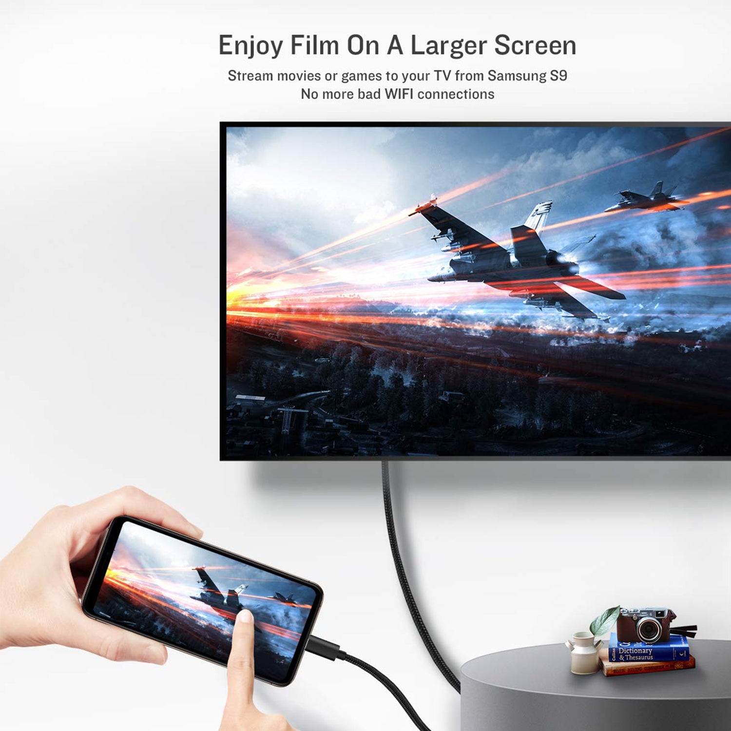Type-C to HDMI Cable for Smartphone and Laptops with Type-C