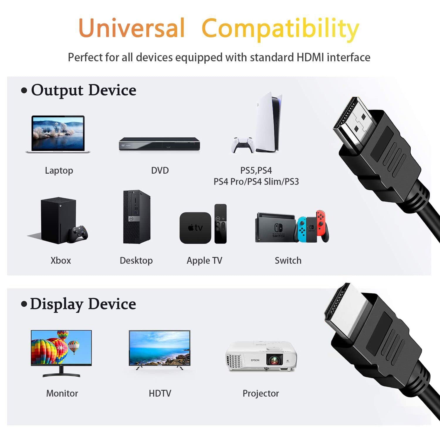 3FT HDMI to Hdmi High-Definition Television to PC Data Cable-Black