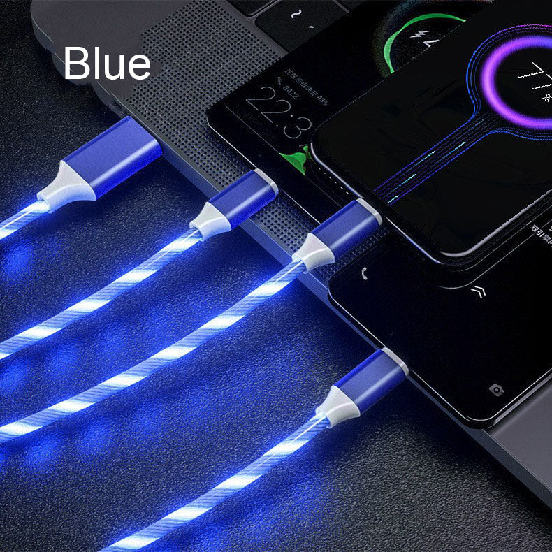 3in1 (Lightning& Type C& Micro) LED Flow Luminous Charging Cable for iPhone& Android Devices