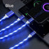 3in1 (Lightning& Type C& Micro) LED Flow Luminous Charging Cable for iPhone& Android Devices