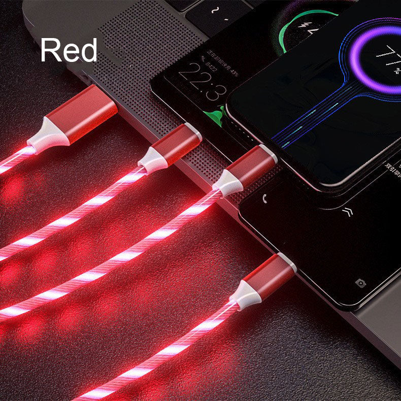 3in1 (Lightning& Type C& Micro) LED Flow Luminous Charging Cable for iPhone& Android Devices
