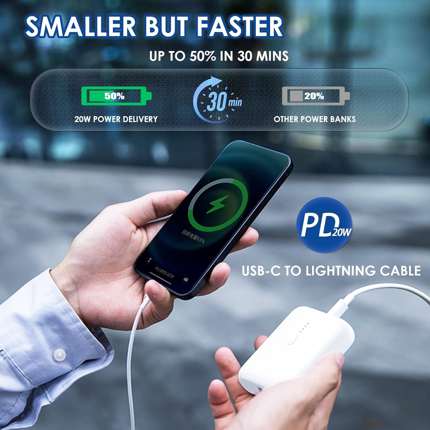 10000mAh PD 20W mini power bank dual output dual input