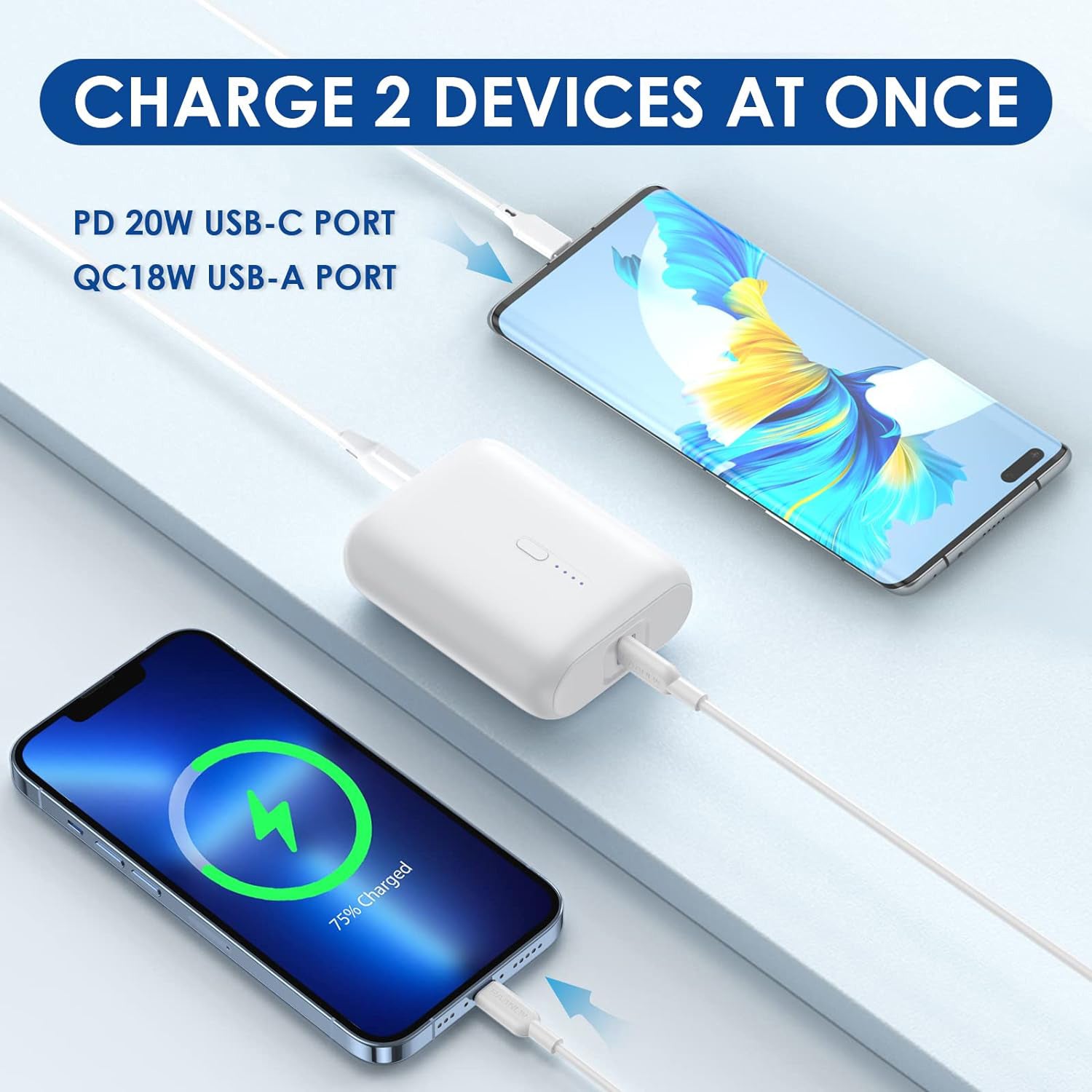 10000mAh PD 20W mini power bank dual output dual input