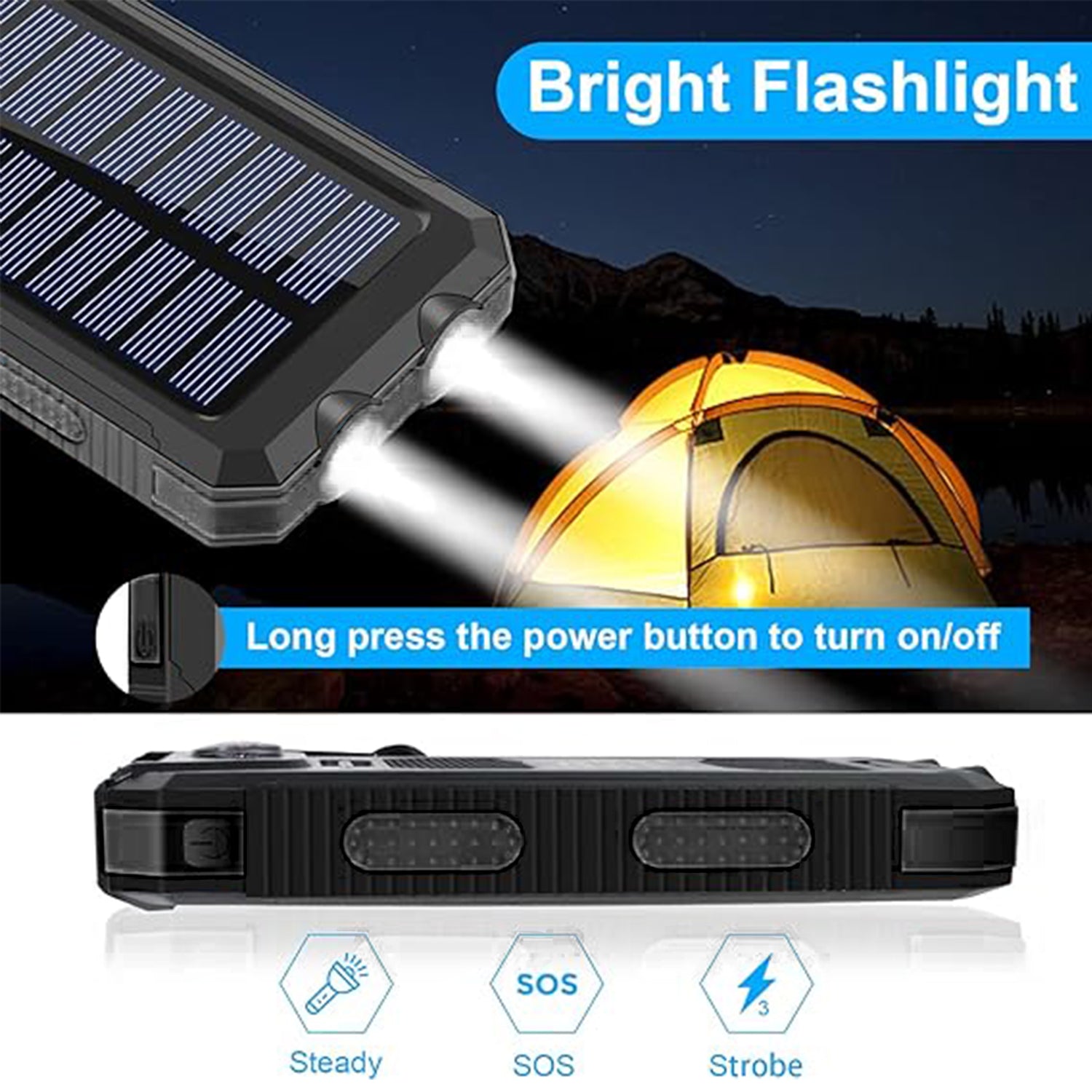 10000 mAh Portable Solar Panel Power Bank