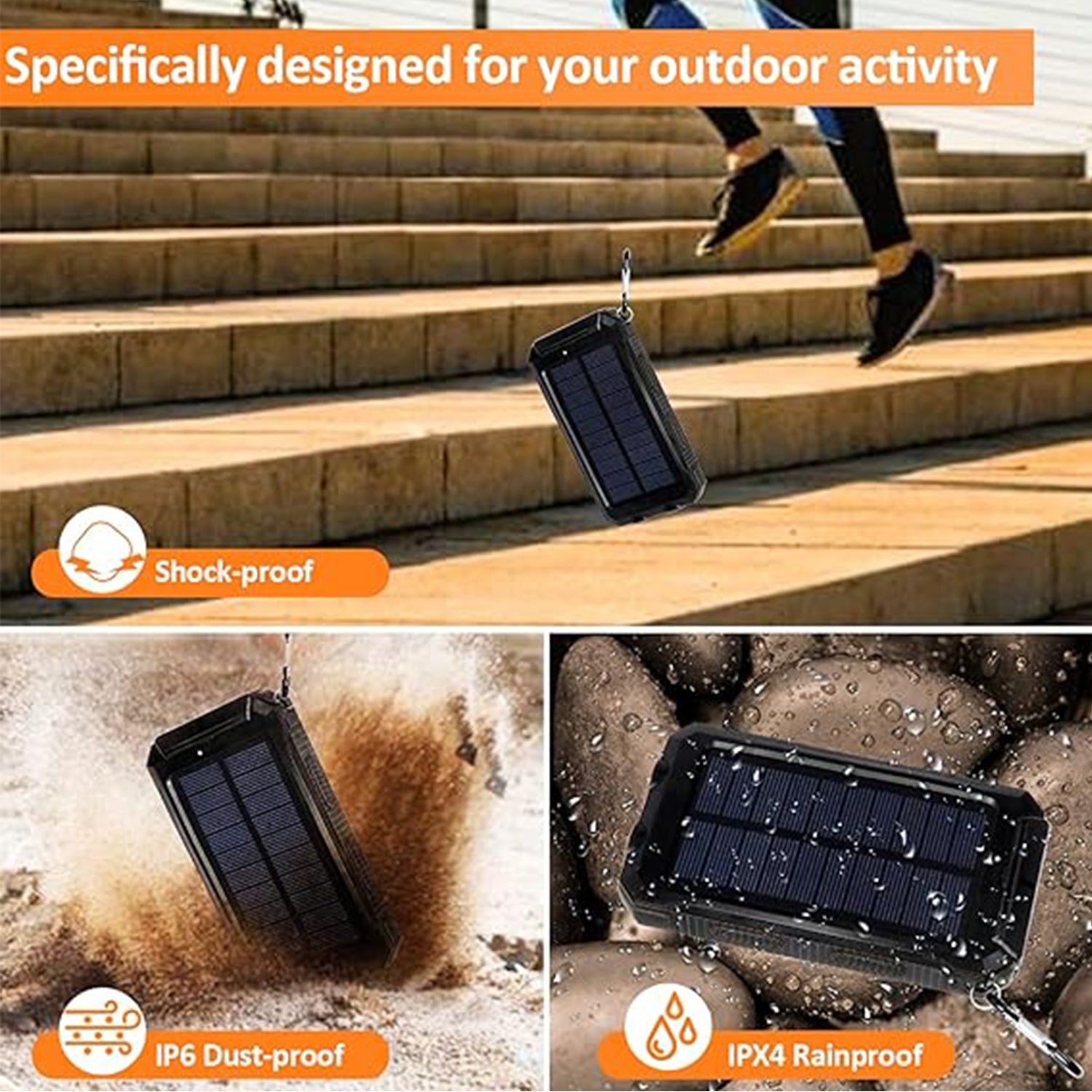 10000 mAh Portable Solar Panel Power Bank