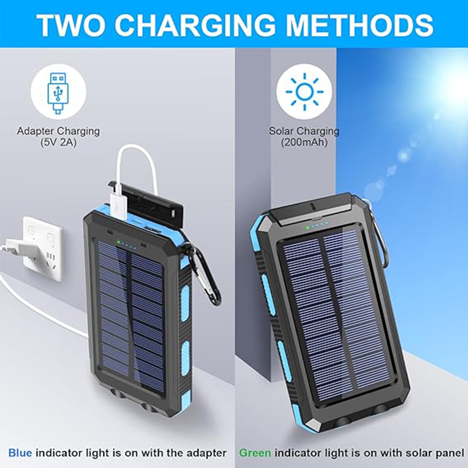 10000 mAh Portable Solar Panel Power Bank