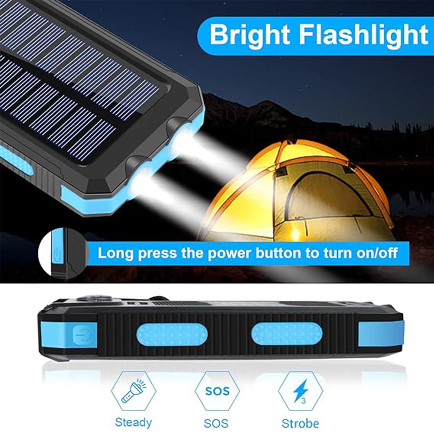 10000 mAh Portable Solar Panel Power Bank
