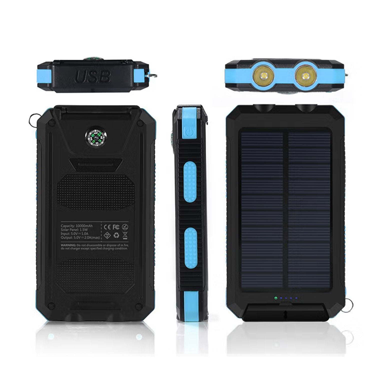 10000 mAh Portable Solar Panel Power Bank