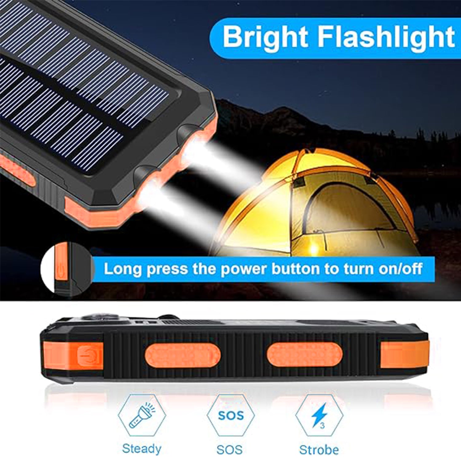 10000 mAh Portable Solar Panel Power Bank