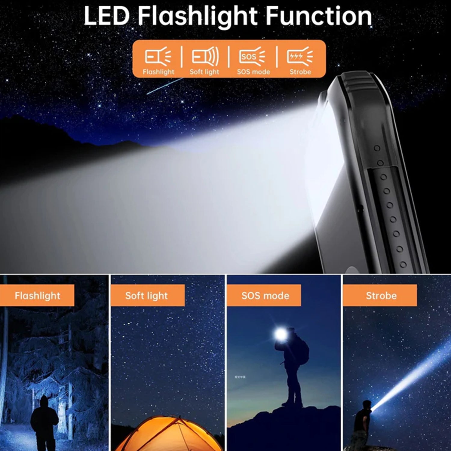 PD&2USB Ports Waterproof 16000mAh Solar Charger Powr Bank with LED Light