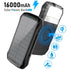 PD&2USB Ports Waterproof 16000mAh Solar Charger Powr Bank with LED Light