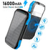 PD&2USB Ports Waterproof 16000mAh Solar Charger Powr Bank with LED Light