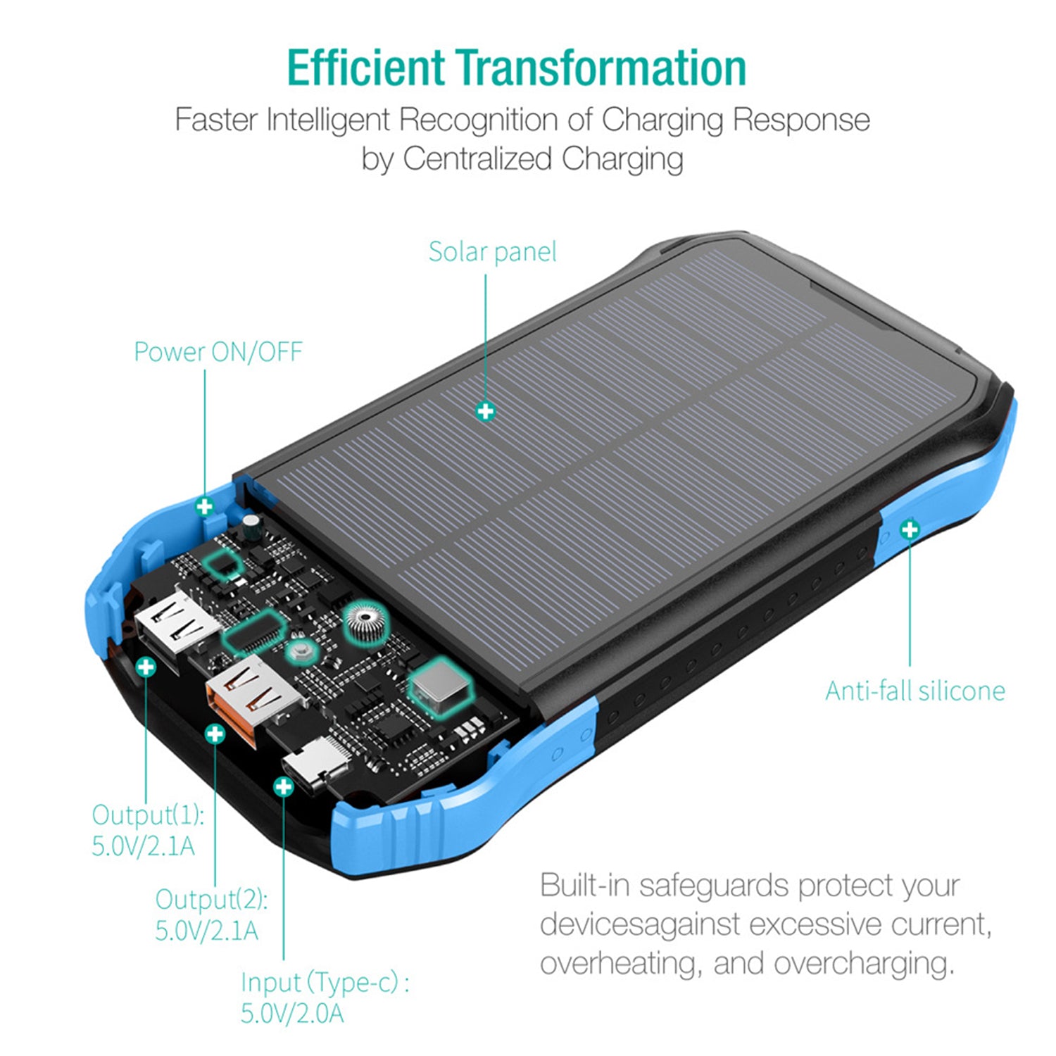 Wireless Charging PD&2USB Ports Waterproof 16000mAh Solar Charger Powr Bank with LED Light