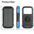 Wireless Charging PD&2USB Ports Waterproof 16000mAh Solar Charger Powr Bank with LED Light