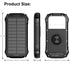 Wireless Charging PD&2USB Ports Waterproof 16000mAh Solar Charger Powr Bank with LED Light