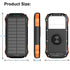 Wireless Charging PD&2USB Ports Waterproof 16000mAh Solar Charger Powr Bank with LED Light