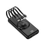 20000mAh Mobile wireless Power Bank with built-in charging cables(PD/ Type C /Lightning/Micro)