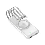 20000mAh Mobile wireless Power Bank with built-in charging cables(PD/ Type C /Lightning/Micro)