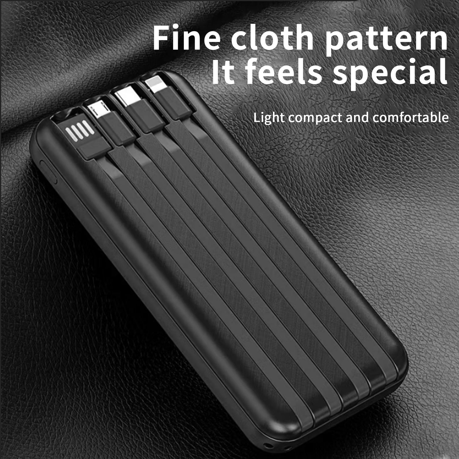 20000mAh Mobile wireless Power Bank with built-in charging cables(PD/ Type C /Lightning/Micro)