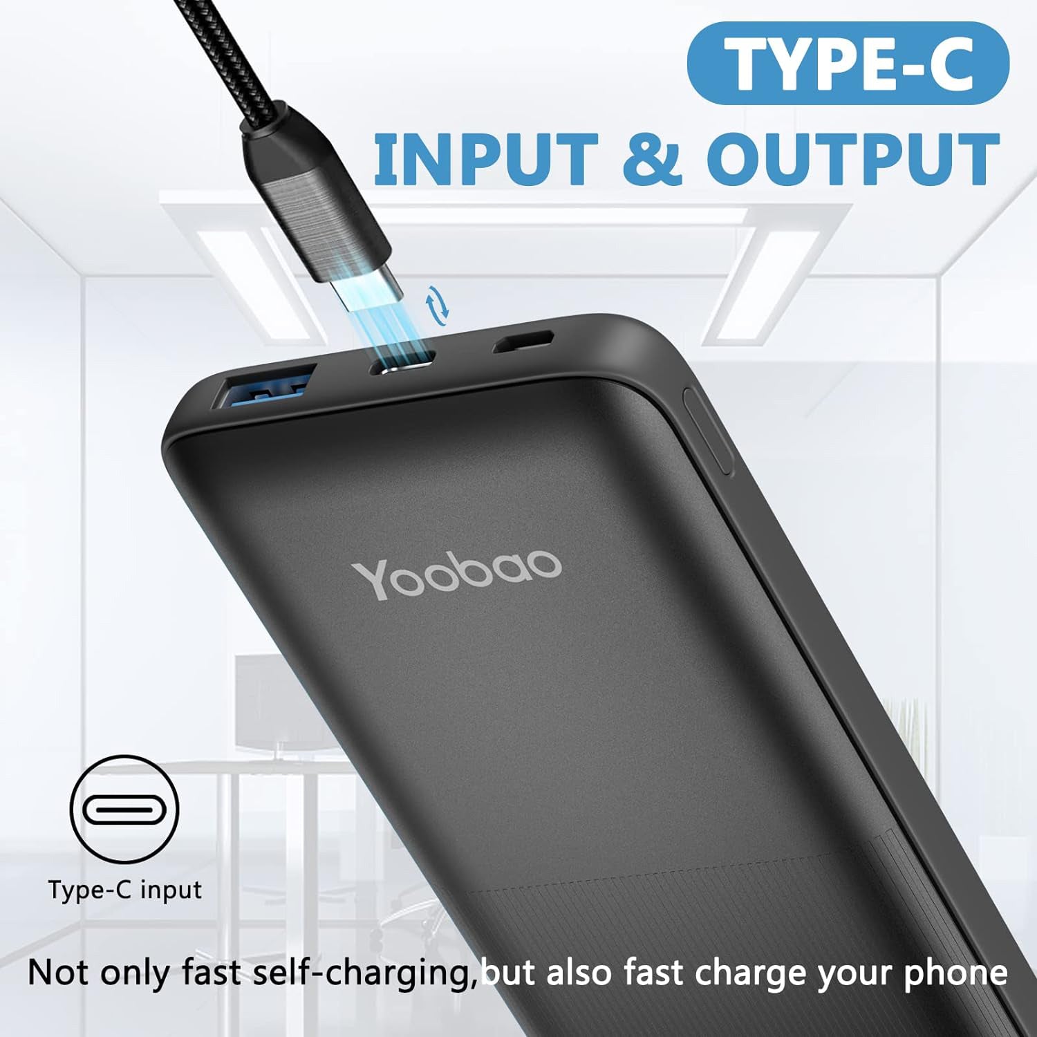 10000MAH Super fast charging power bank with its own cables