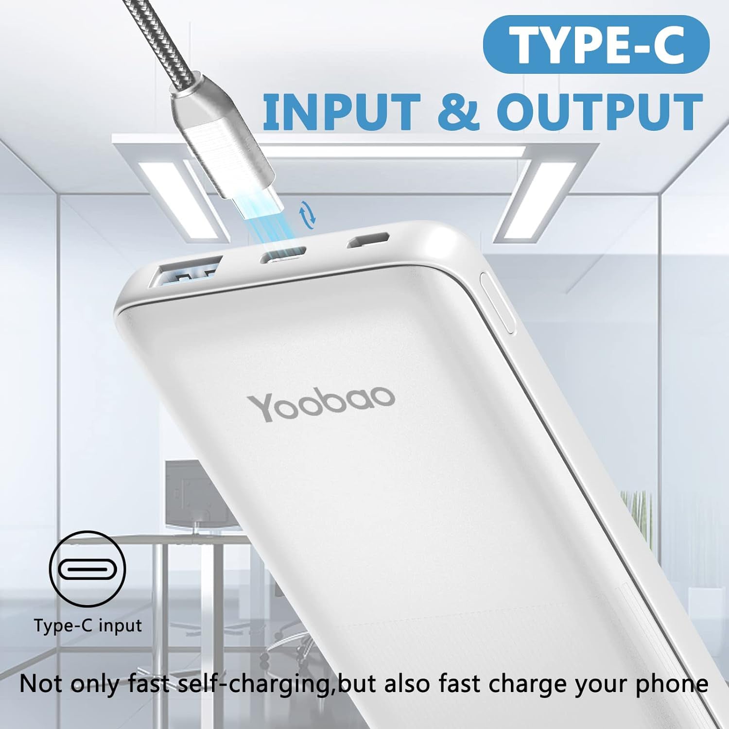 10000MAH Super fast charging power bank with its own cables