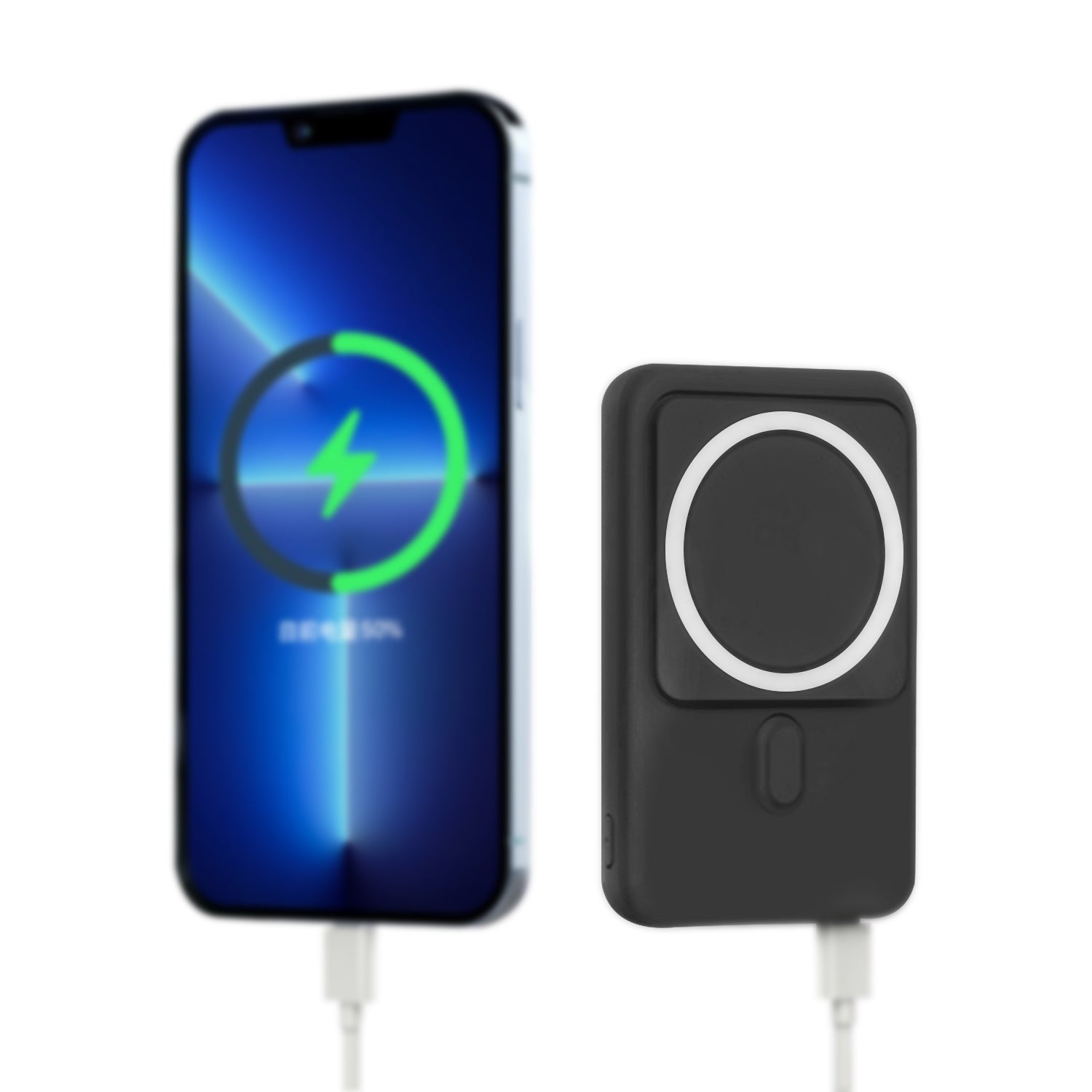 10000mAh Wireless Portable Power Bank with 1 Feet Type C to USB Charging Cable