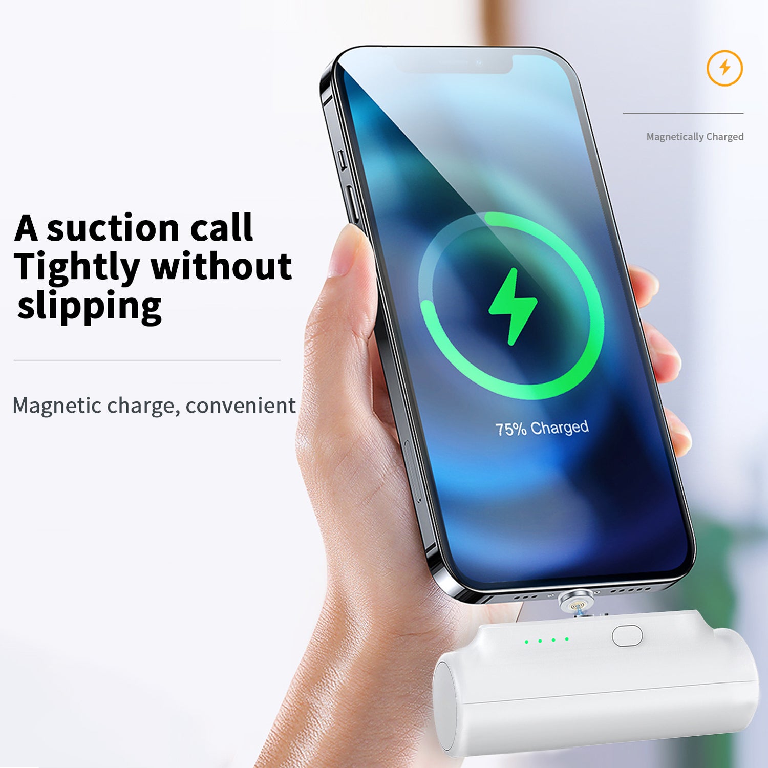 3000 mAh Magnetic fast small charging Power bank with 3 magnetic suction
