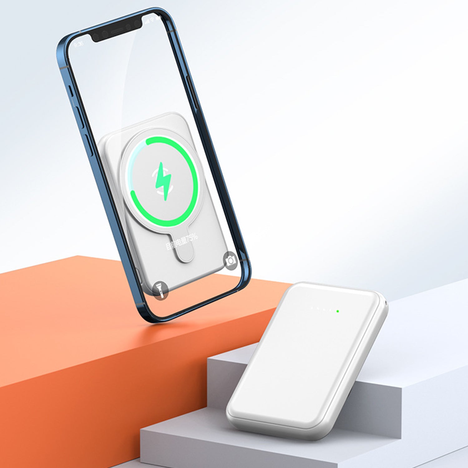5000mAh  portable magnetic Magnetic absorption wireless charging bank