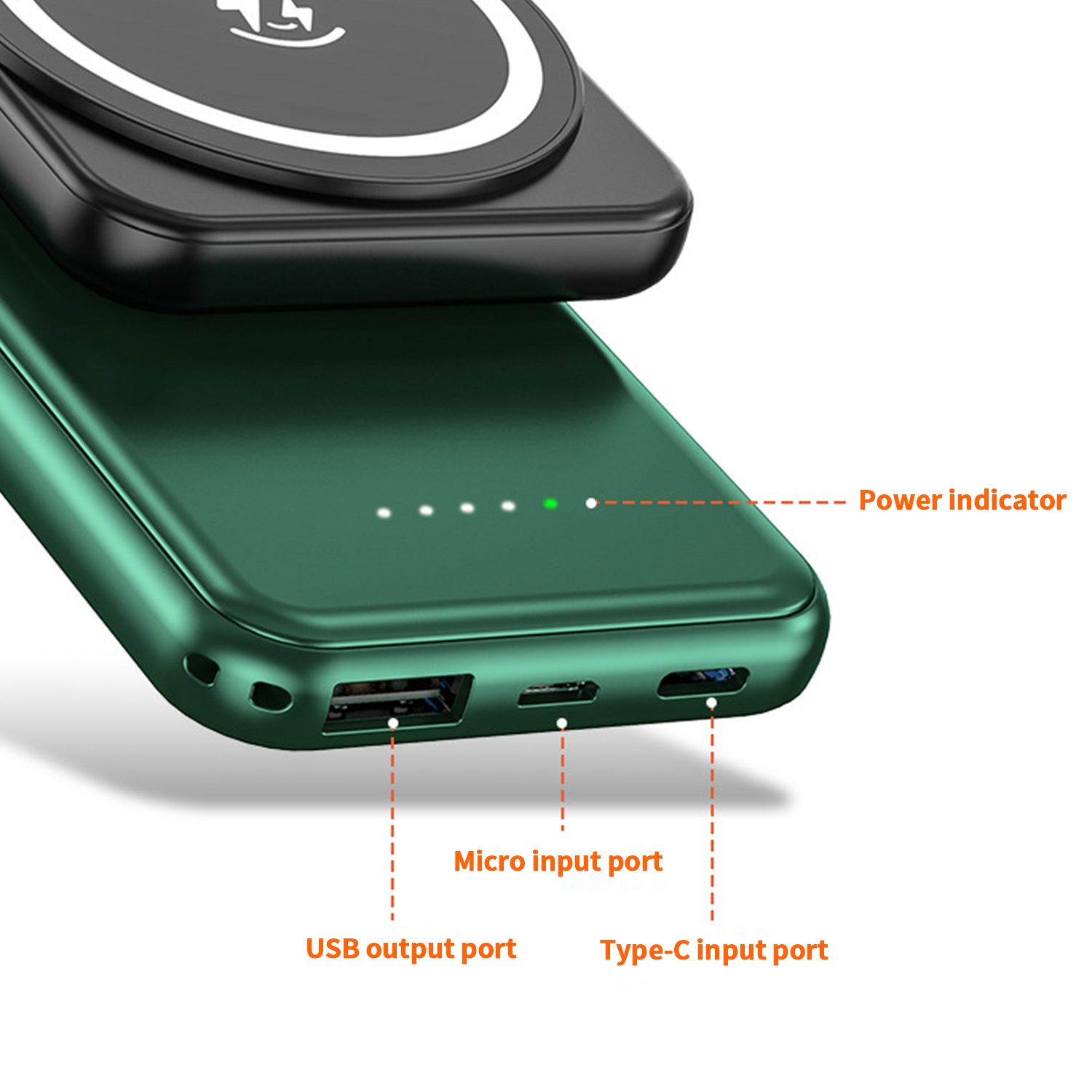 5000mAh  portable magnetic Magnetic absorption wireless charging bank