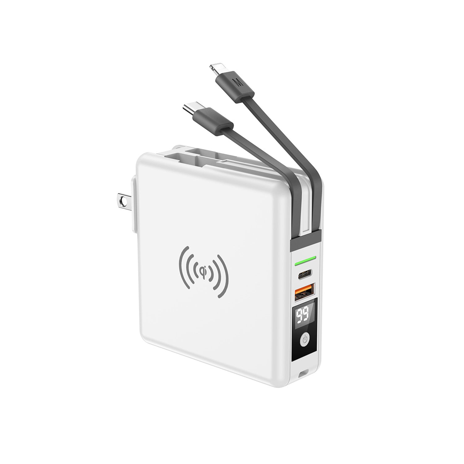 6700mAh self contained cable plug magnetic suction wireless charging bank