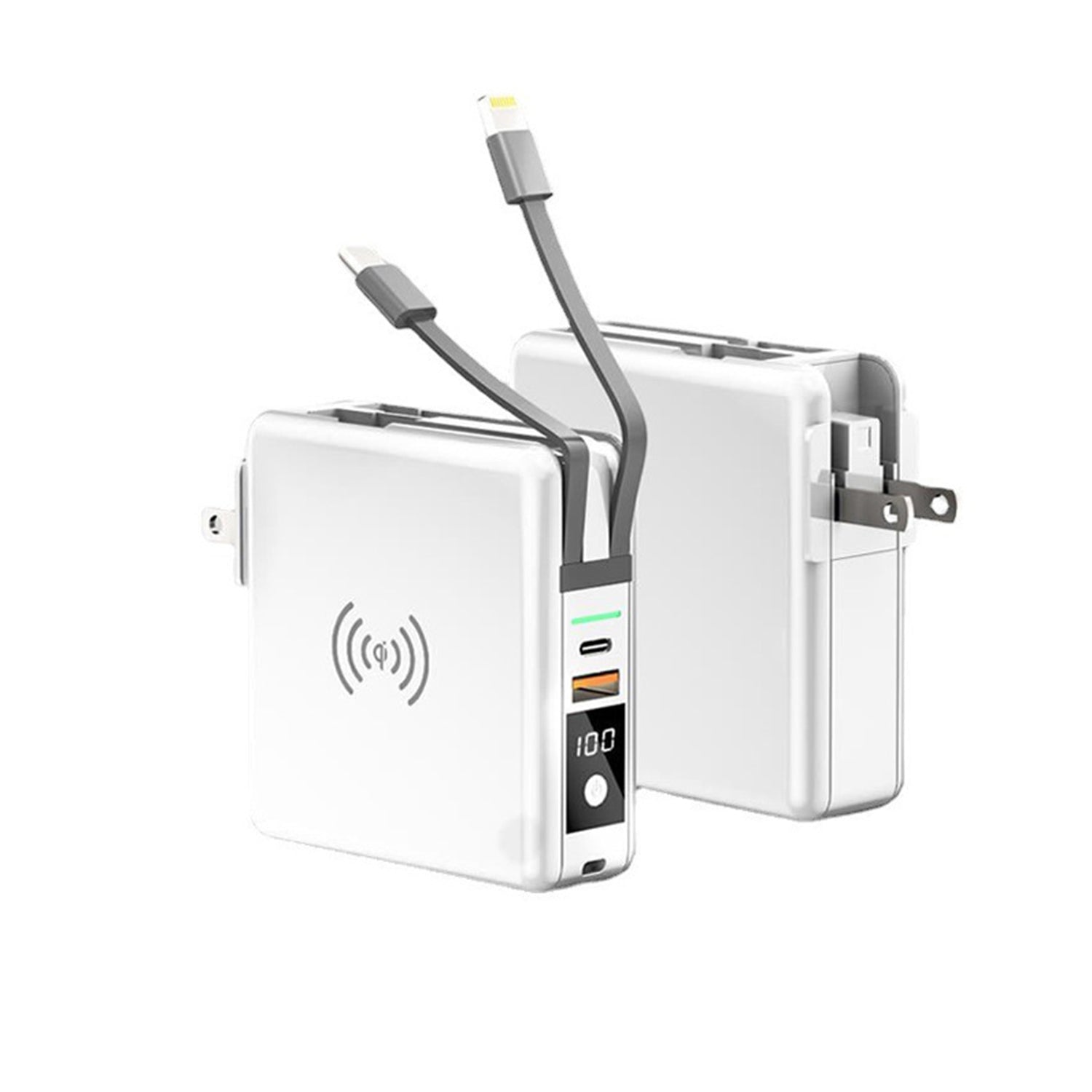 6700mAh self contained cable plug magnetic suction wireless charging bank