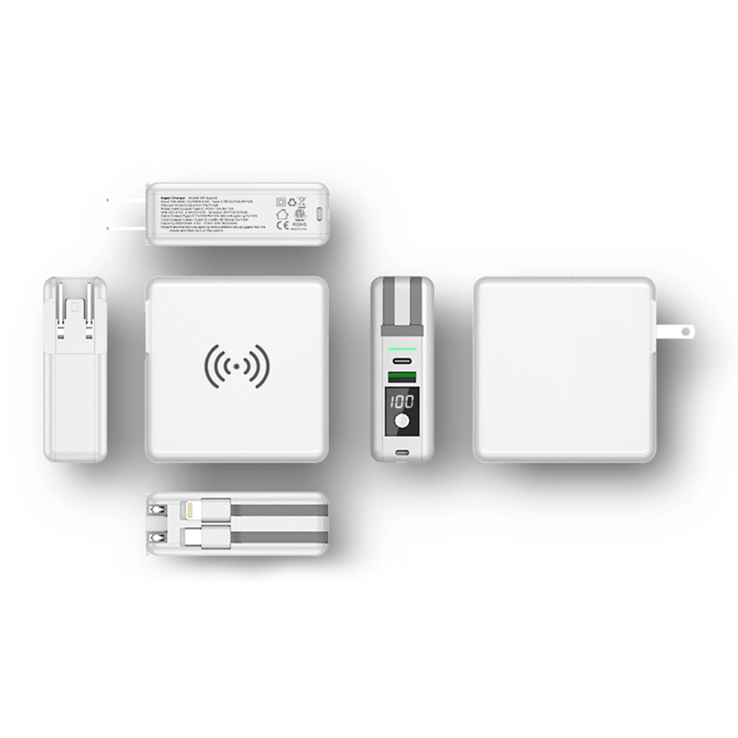 6700mAh self contained cable plug magnetic suction wireless charging bank
