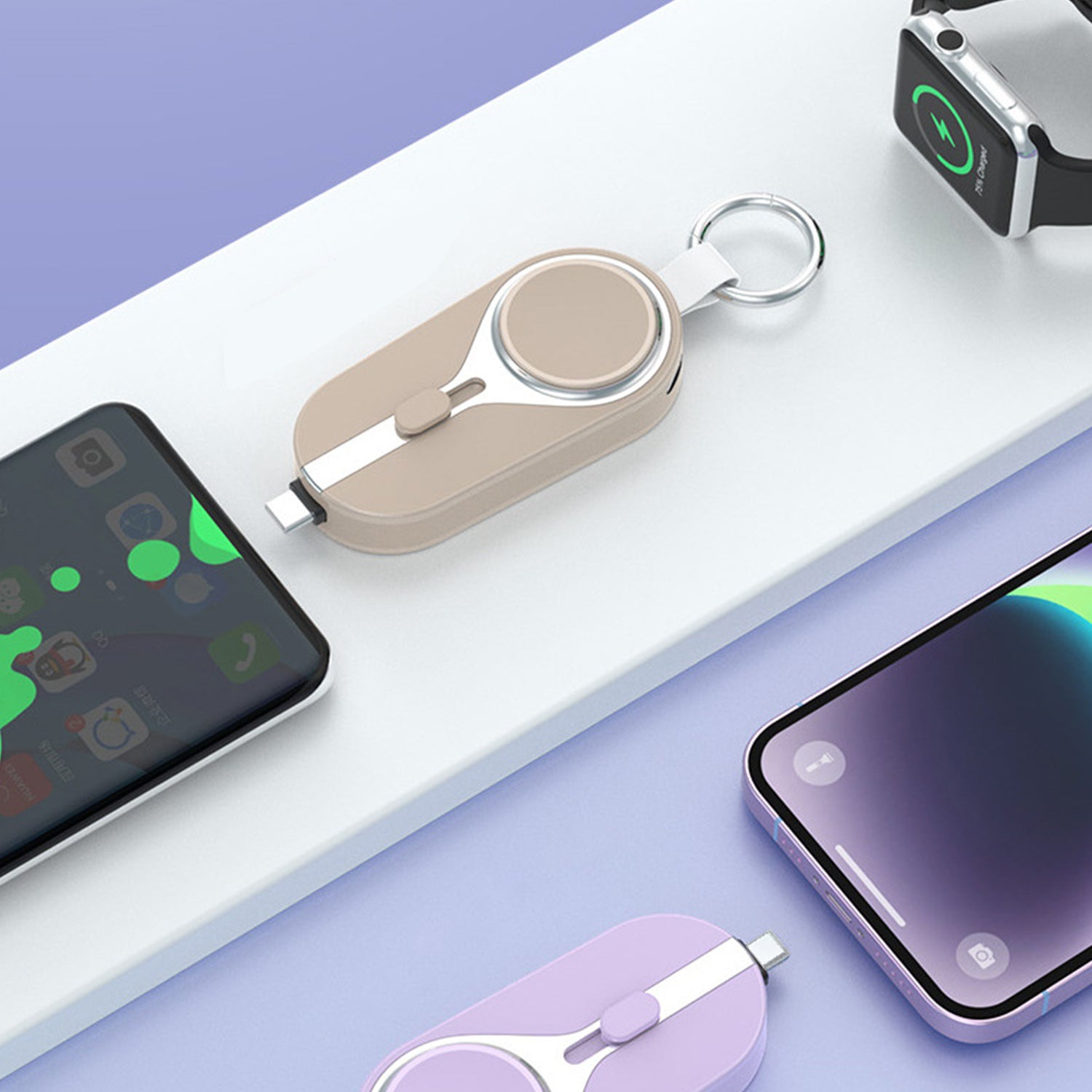 3000mAH Portable emergency Power Bank for Apple Watch Charger Key Chain Mobile Phone External Battery for iPhone15/iPhone15 Pro/iPhone15 Plus/iPhone15 Pro Max.
