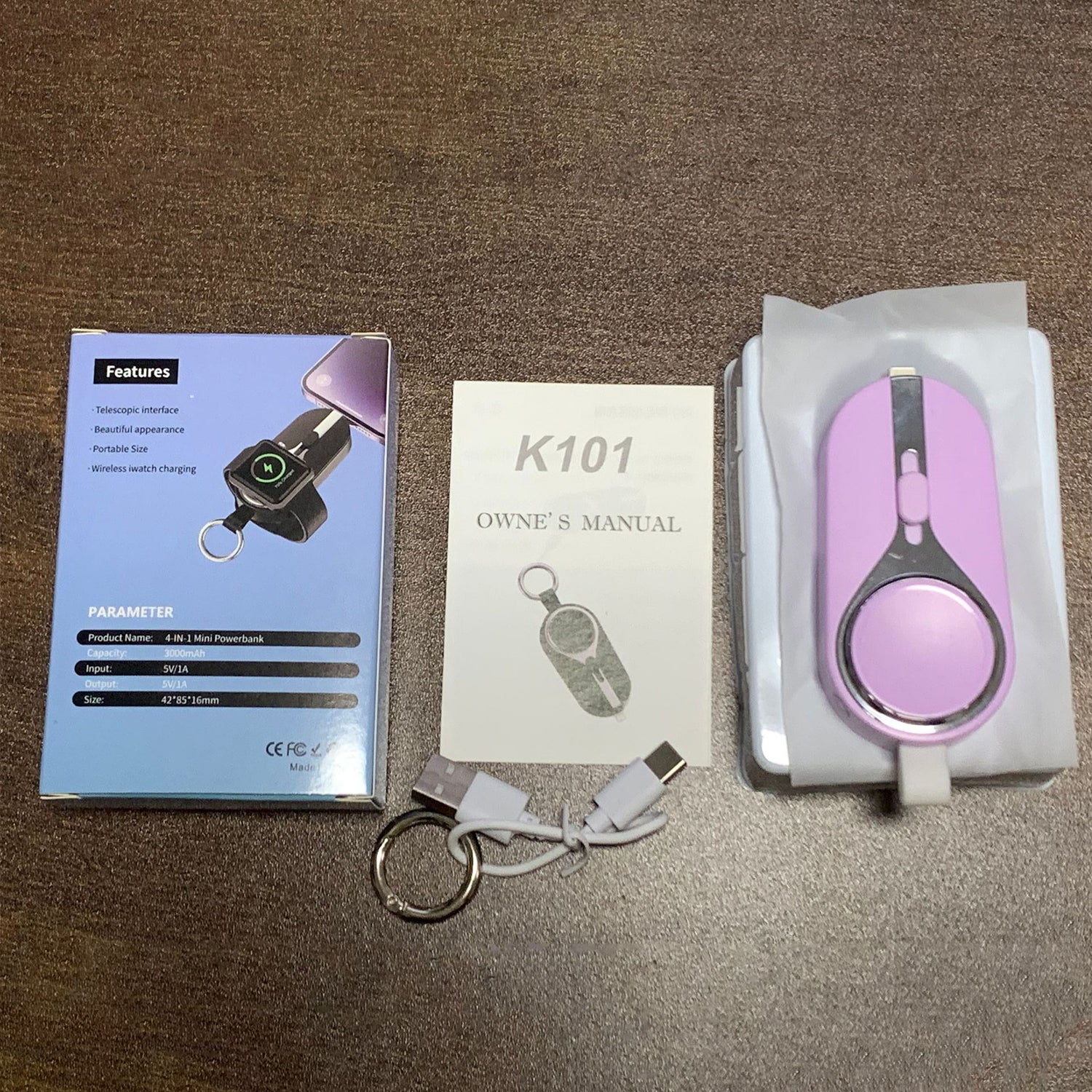 3000mAH Portable emergency Power Bank for Apple Watch Charger Key Chain Mobile Phone External Battery for iPhone15/iPhone15 Pro/iPhone15 Plus/iPhone15 Pro Max.
