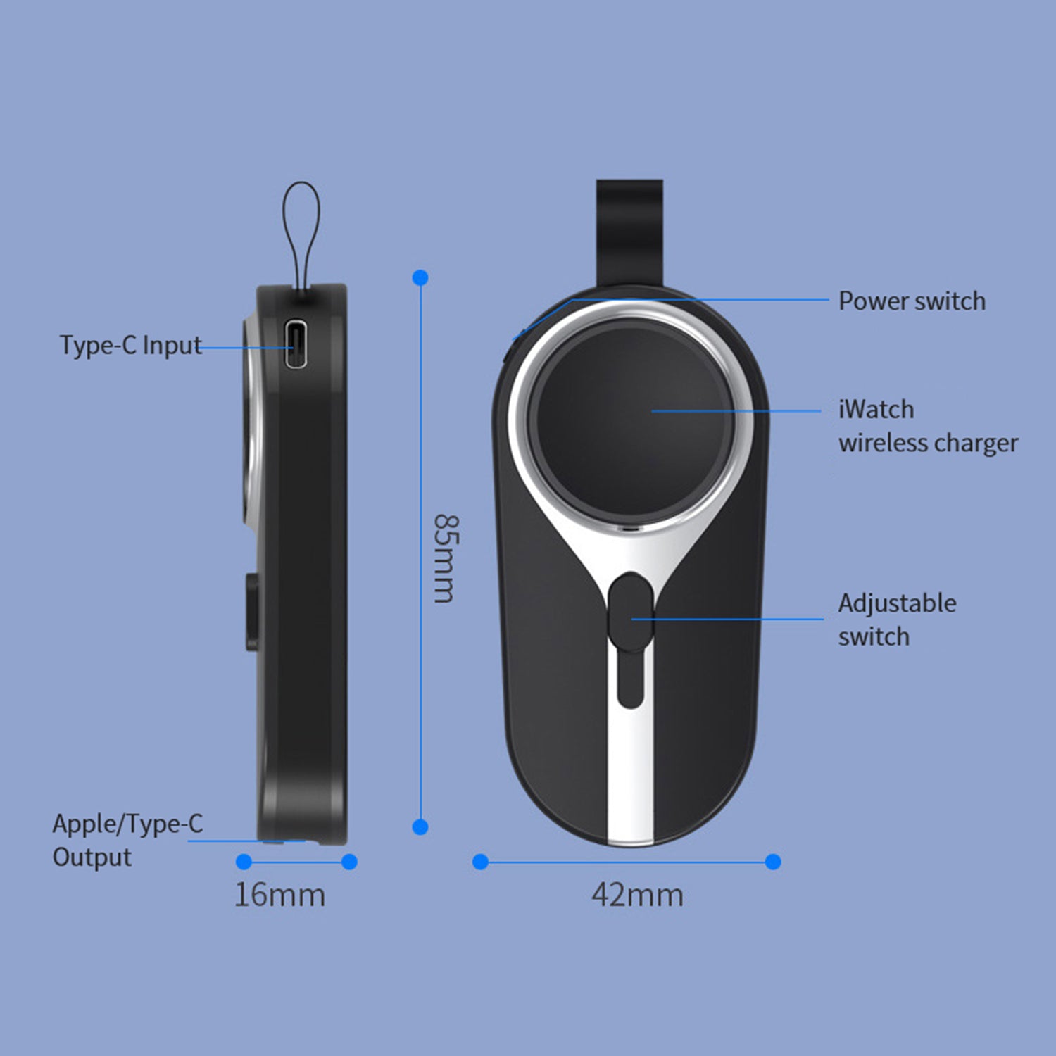 3000mAH Portable emergency Power Bank for Apple Watch Charger Key Chain Mobile Phone External Battery for iphone 12 13 14 Spare Auxiliary Battery