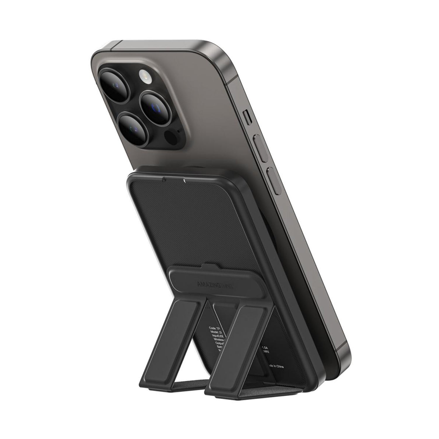 Magnetic Attraction Wireless Power Bank 10000mAh Portable Battery Charger Foldable Stand Fast Charging 15W Wireless & PD 22.5W USB-C for iPhone 15/14/13/12/12 Pro/13 Pro Max-Black