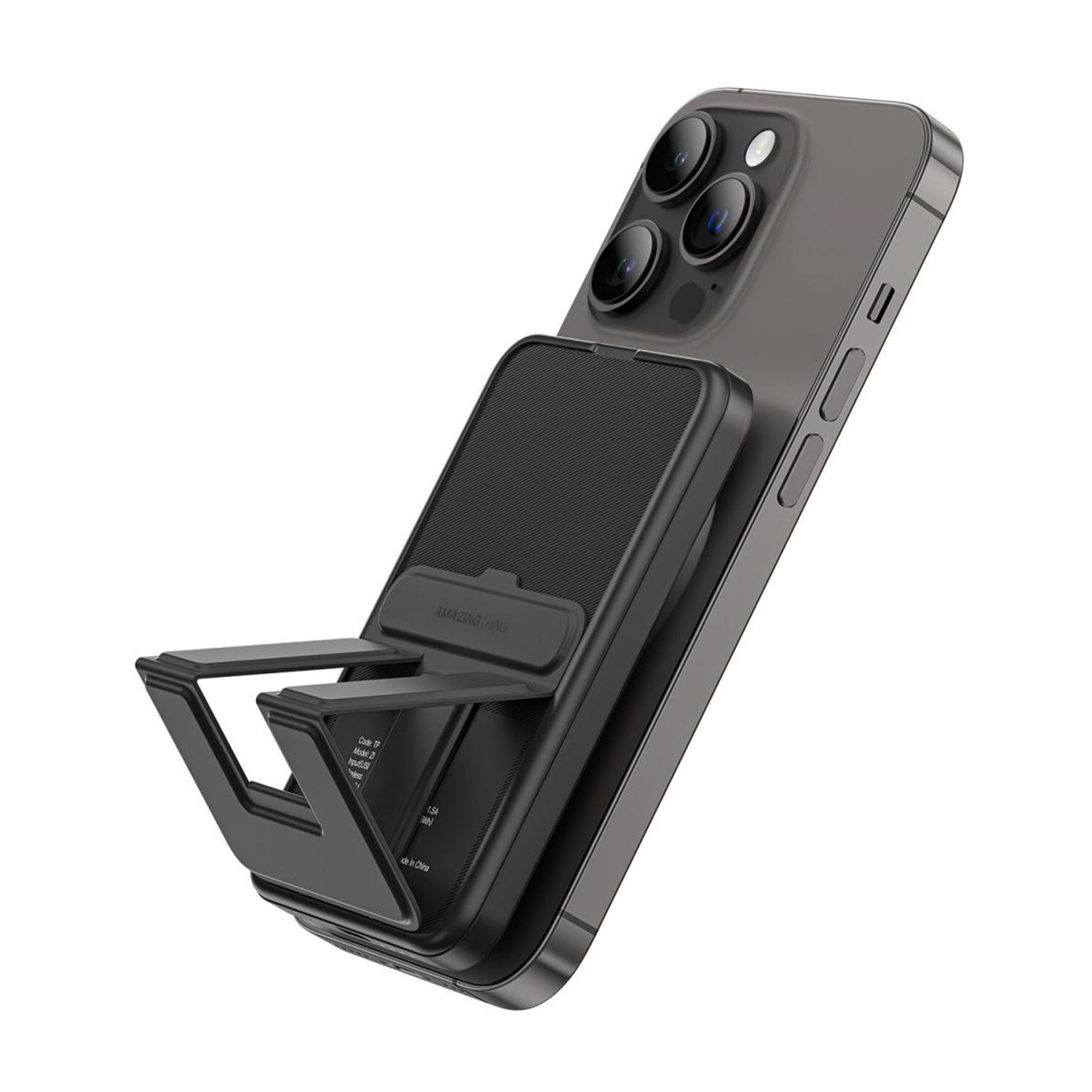 Magnetic Attraction Wireless Power Bank 10000mAh Portable Battery Charger Foldable Stand Fast Charging 15W Wireless & PD 22.5W USB-C for iPhone 15/14/13/12/12 Pro/13 Pro Max-Black