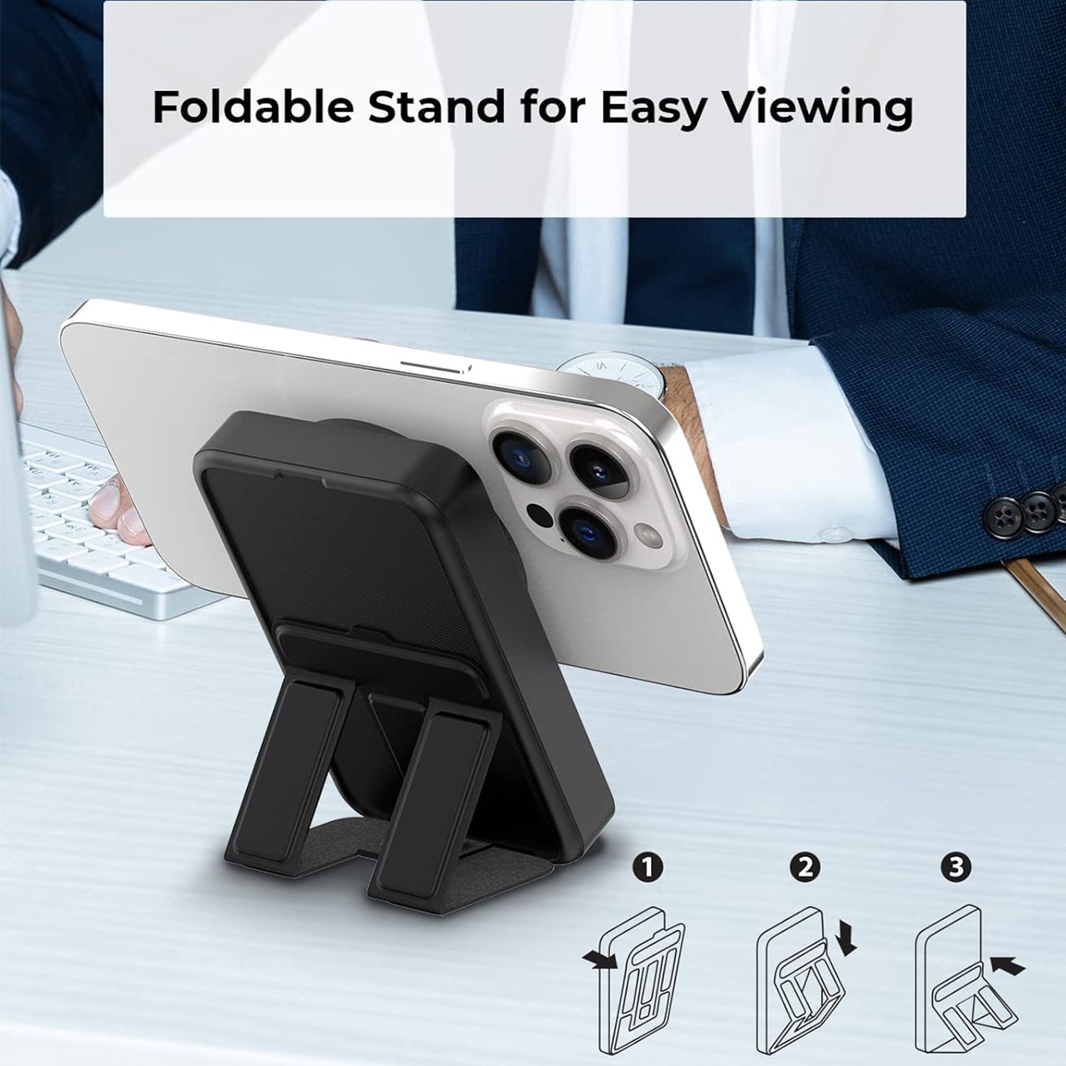 Magnetic Attraction Wireless Power Bank 10000mAh Portable Battery Charger Foldable Stand Fast Charging 15W Wireless & PD 22.5W USB-C for iPhone 15/14/13/12/12 Pro/13 Pro Max-Black