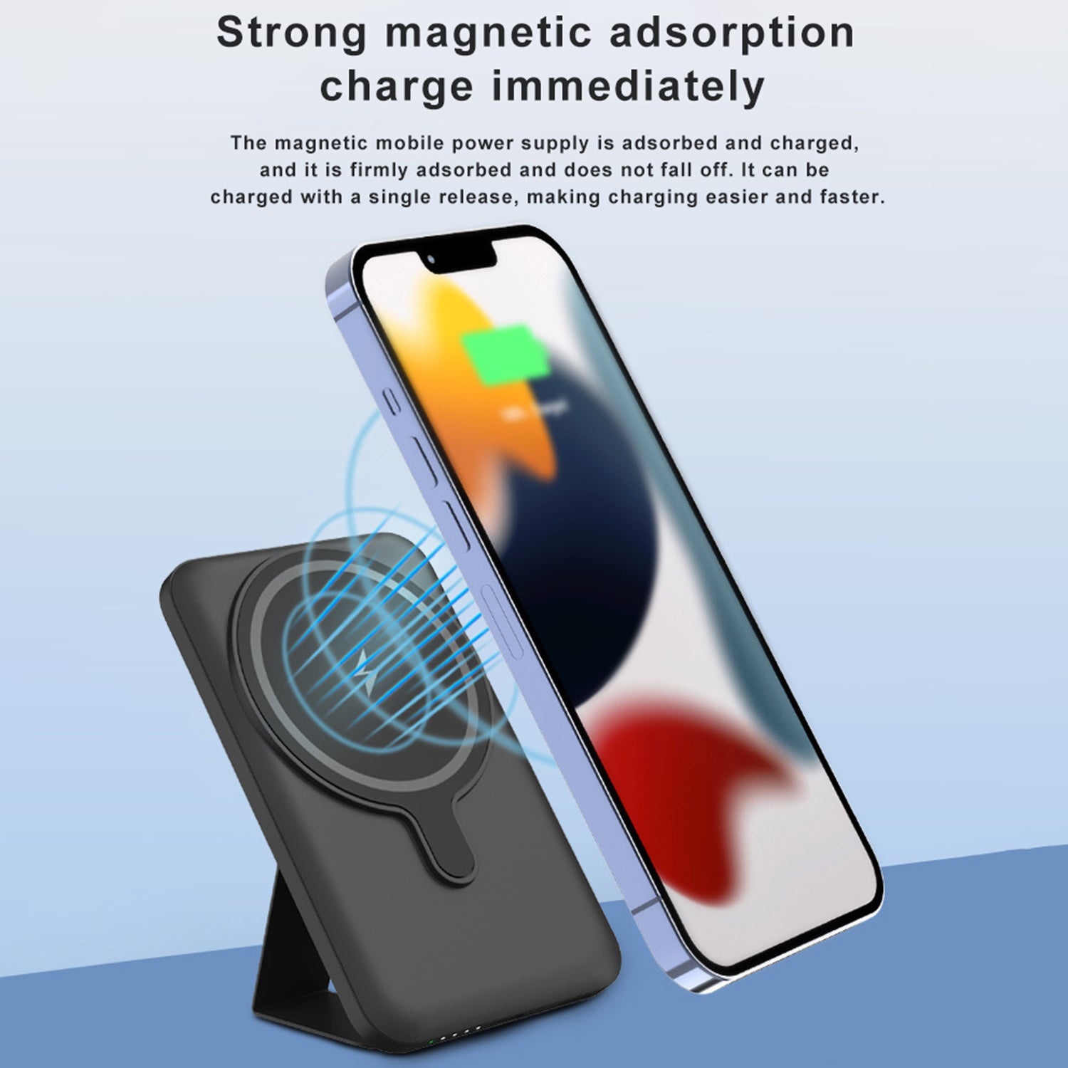 Magnetic Attraction Wireless Power Bank 10000mAh Portable Battery Charger Foldable Stand Fast Charging 15W Wireless & PD 22.5W USB-C for iPhone 15/14/13/12/12 Pro/13 Pro Max-Black
