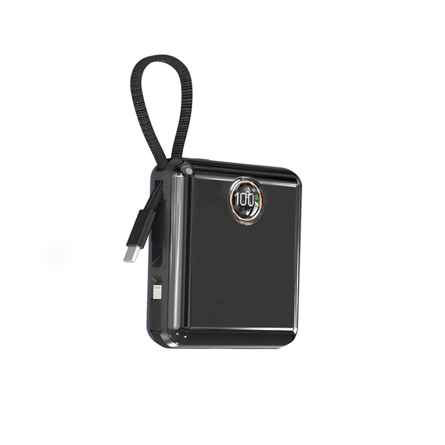 Portable With Lanyard Power Bank,20000mAh 22.5W Fast Charging USB-C + Lightning Power Bank, High-Speed Small Phone Charger Built in Cable,LCD Display External