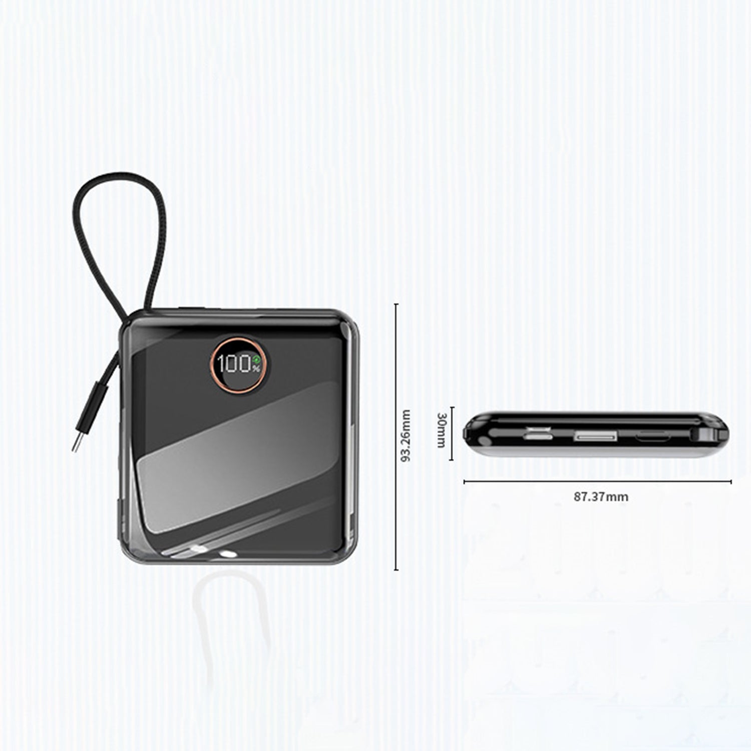 Portable With Lanyard Power Bank,20000mAh 22.5W Fast Charging USB-C + Lightning Power Bank, High-Speed Small Phone Charger Built in Cable,LCD Display External