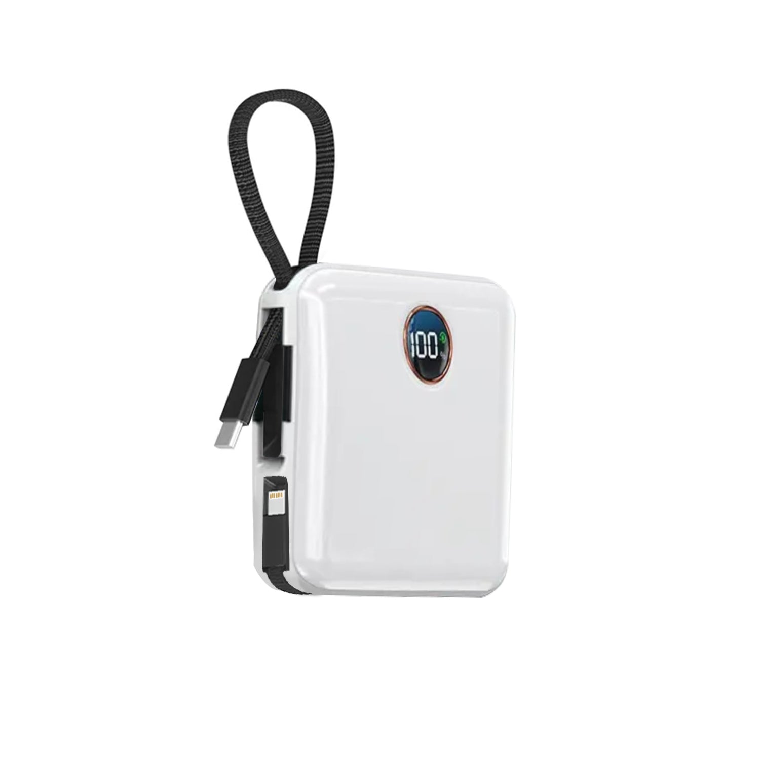 Portable With Lanyard Power Bank,20000mAh 22.5W Fast Charging USB-C + Lightning Power Bank, High-Speed Small Phone Charger Built in Cable,LCD Display External