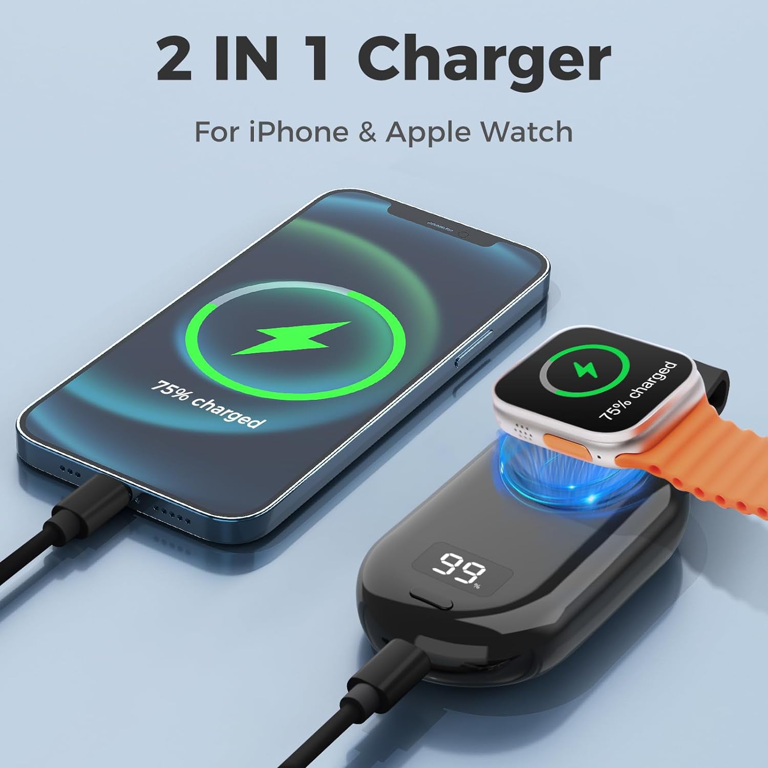 Portable Charger for Apple Watch, 2500mAh iWatch Charger Wireless Fast Charging Power Bank,compatible Magnetic Attraction Travel Smart Keychain Charger for Apple Watch Series Ultra/8/7/6/5/4/3/2/SE